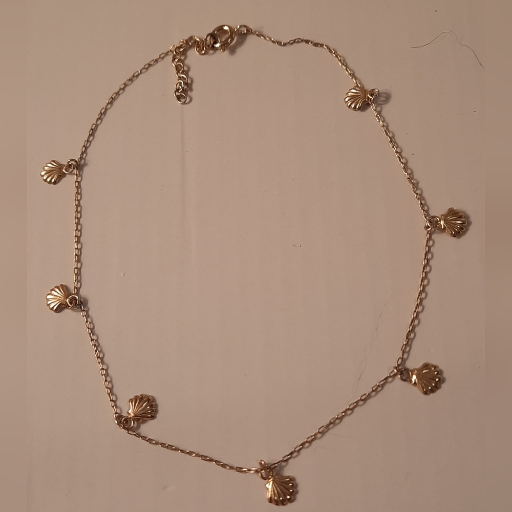 Gold  Over 925 SilverShell Charm Anklet